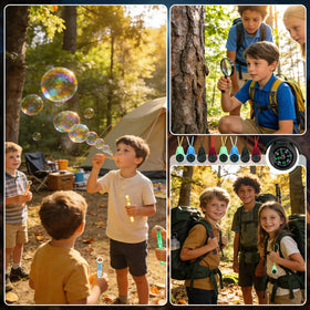 Vanblue camping badges decorate bundles and gift sets with adventure flair.