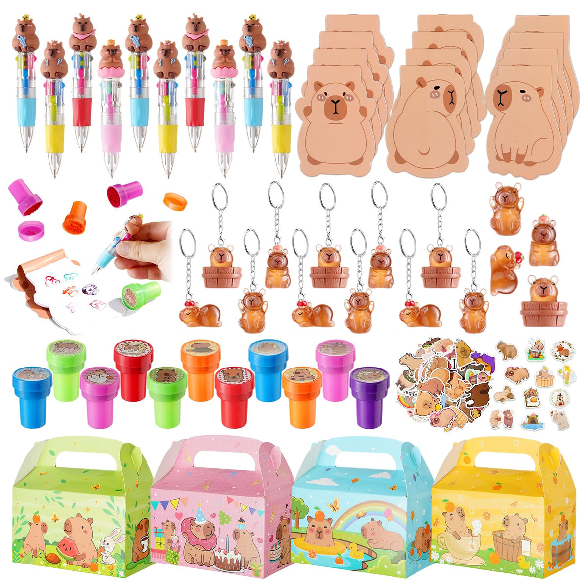 Vanblue Capybara gift boxes for party favors, ready-to-distribute keepsakes.
