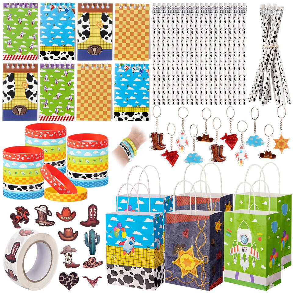 Vanblue cow-pattern gift bags brighten party favors and decor.