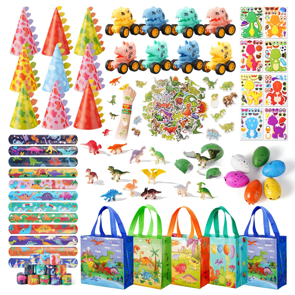 Vanblue dinosaur party favors collection, ideal for kids' birthday celebrations and decorations.