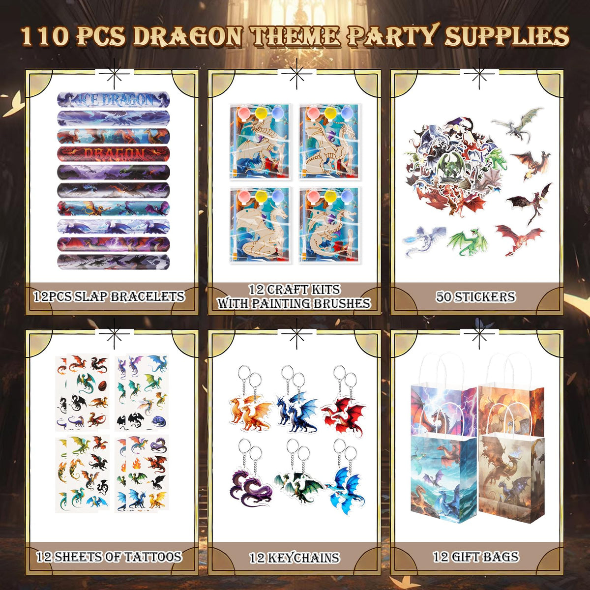 Vanblue dragon party favors keychains provide durable party mementos.