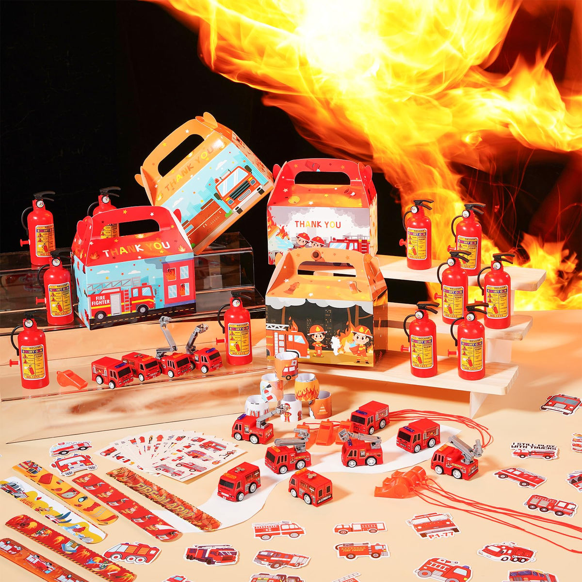 Vanblue fire-extinguisher mist spray bottles for interactive play.