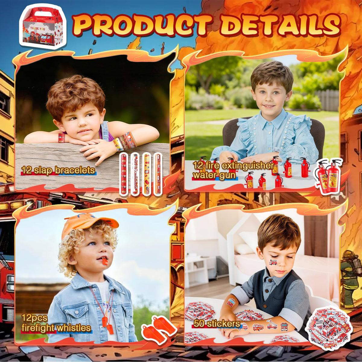 Vanblue fire-themed stickers for decorating or rewarding participation.