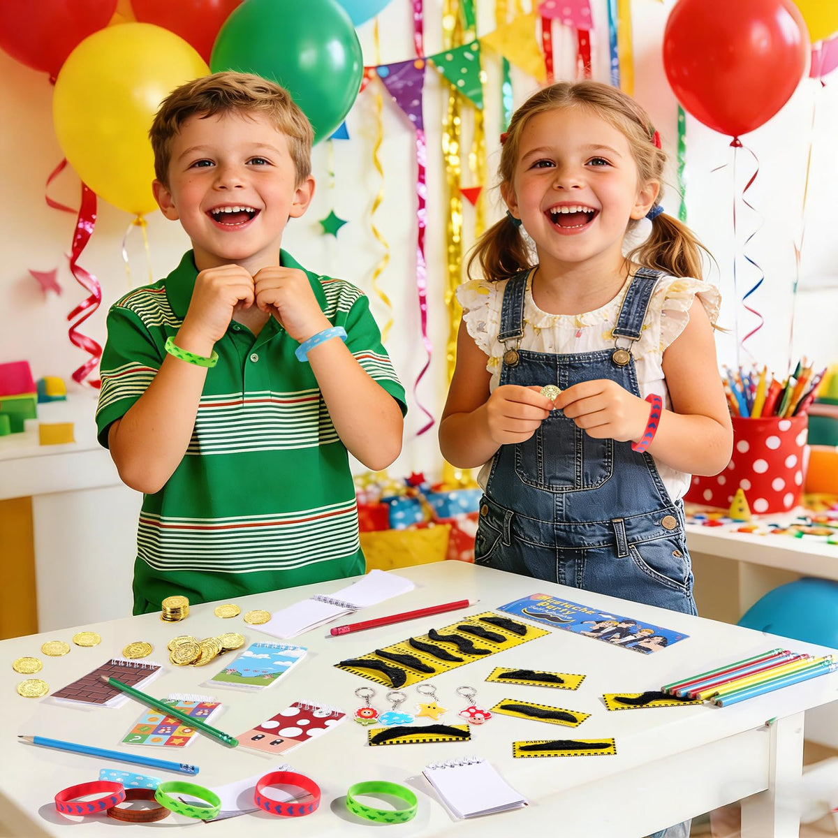 Vanblue gift bags and silicone bracelets complete party favors and gifts.