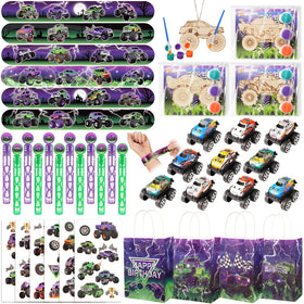 Vanblue Monster Truck party favors pack ready for a vibrant birthday celebration.