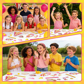 Vanblue pink goodie bags filled with mini rewards for celebrations.