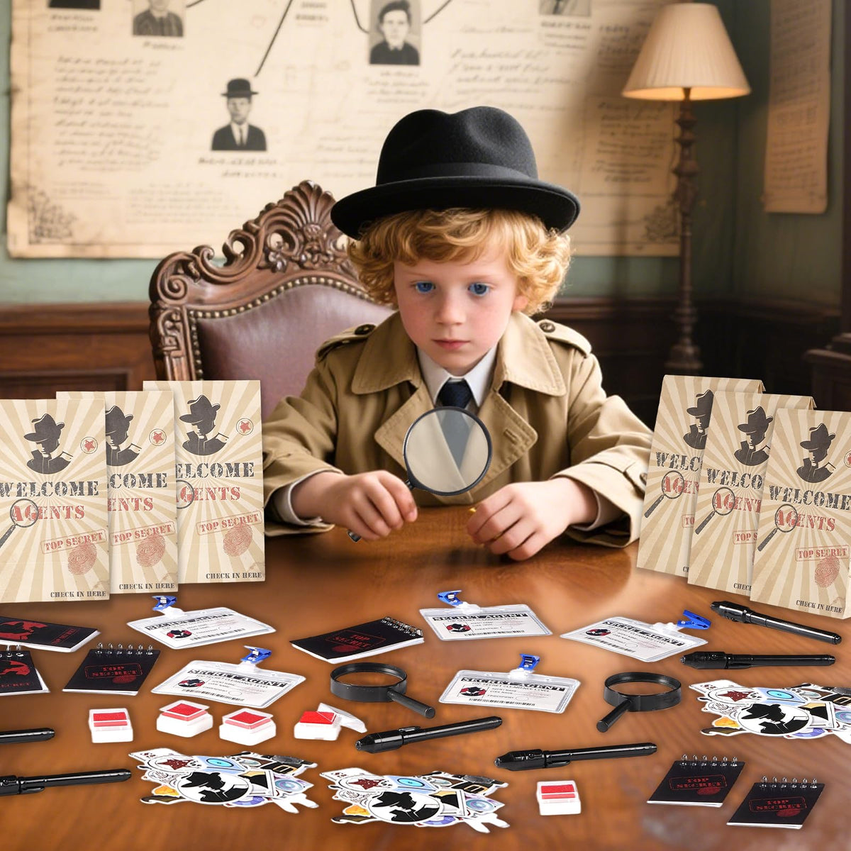 Vanblue secret agent IDs ready for spy-themed party roles.