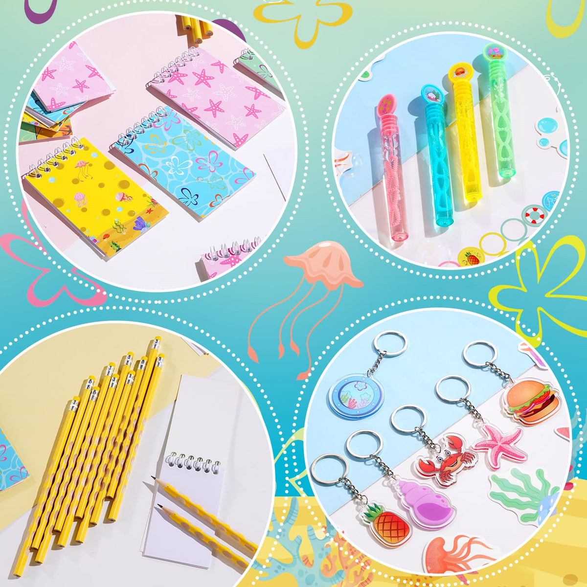Vanblue silicone wristbands and mini notepads for kids' activities.