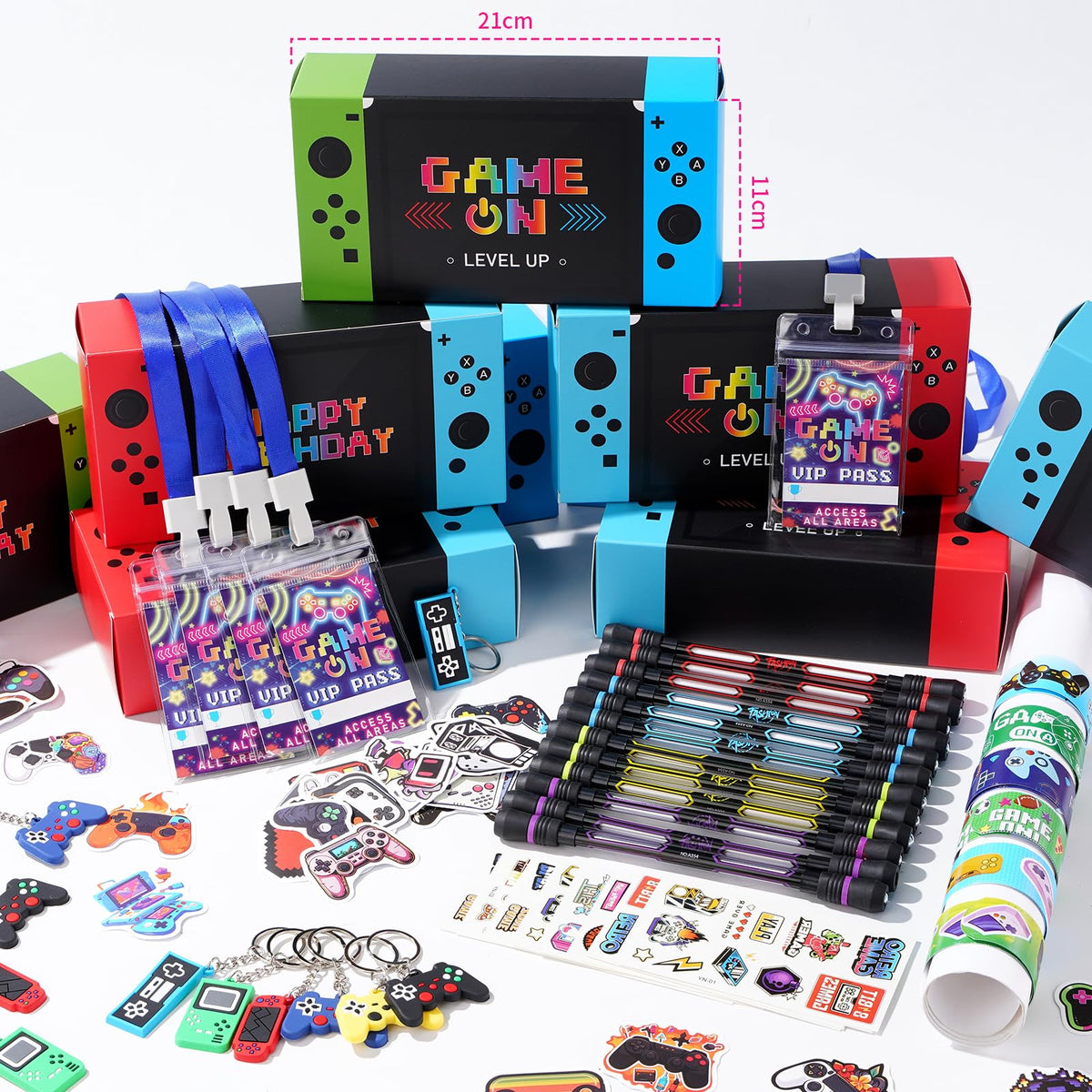 Vanblue slap bracelets add colorful interactive props for guests to wear.