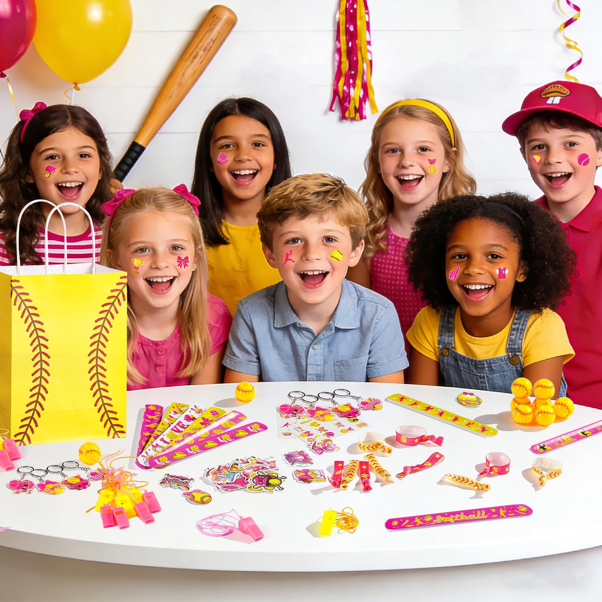 Vanblue softball stress balls and accessories for party play.