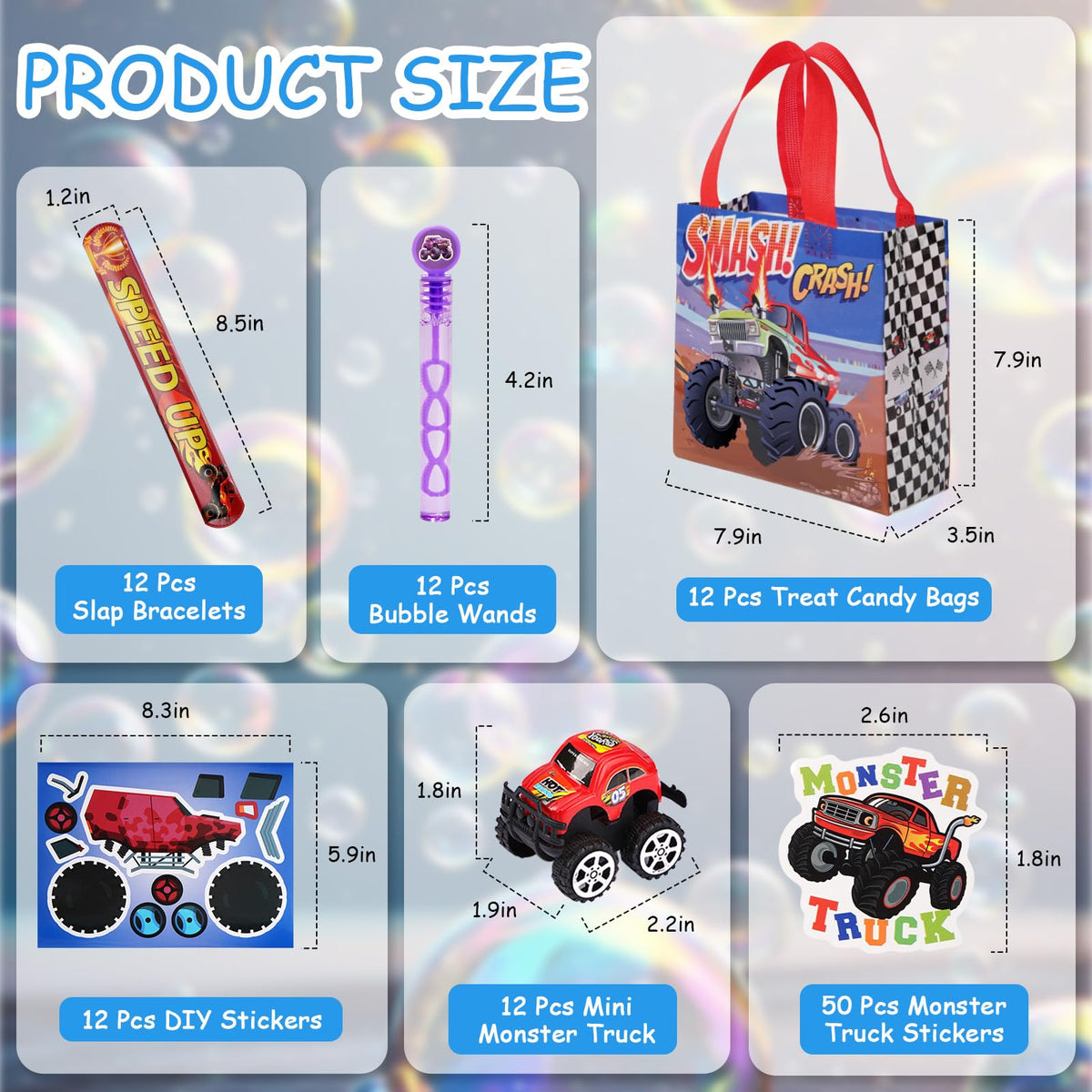 Vanblue slap bracelets add wearable truck-themed fun.