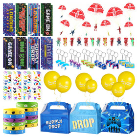 Vanblue gift boxes with game art for party décor and gifts.