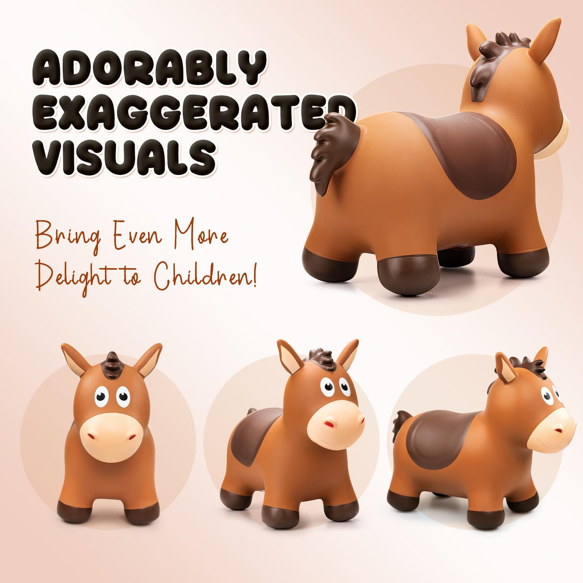 VangeBow bouncy horse includes pump for quick inflation and setup