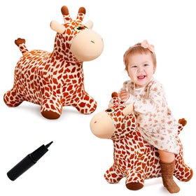 VangeBow giraffe bouncy hopper front view promotes safe indoor fun and imaginative play.