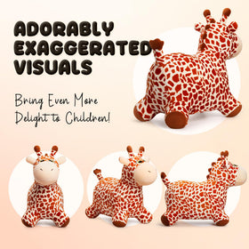 VangeBow giraffe bouncy hopper side view highlights sturdy four-legged base for stability.