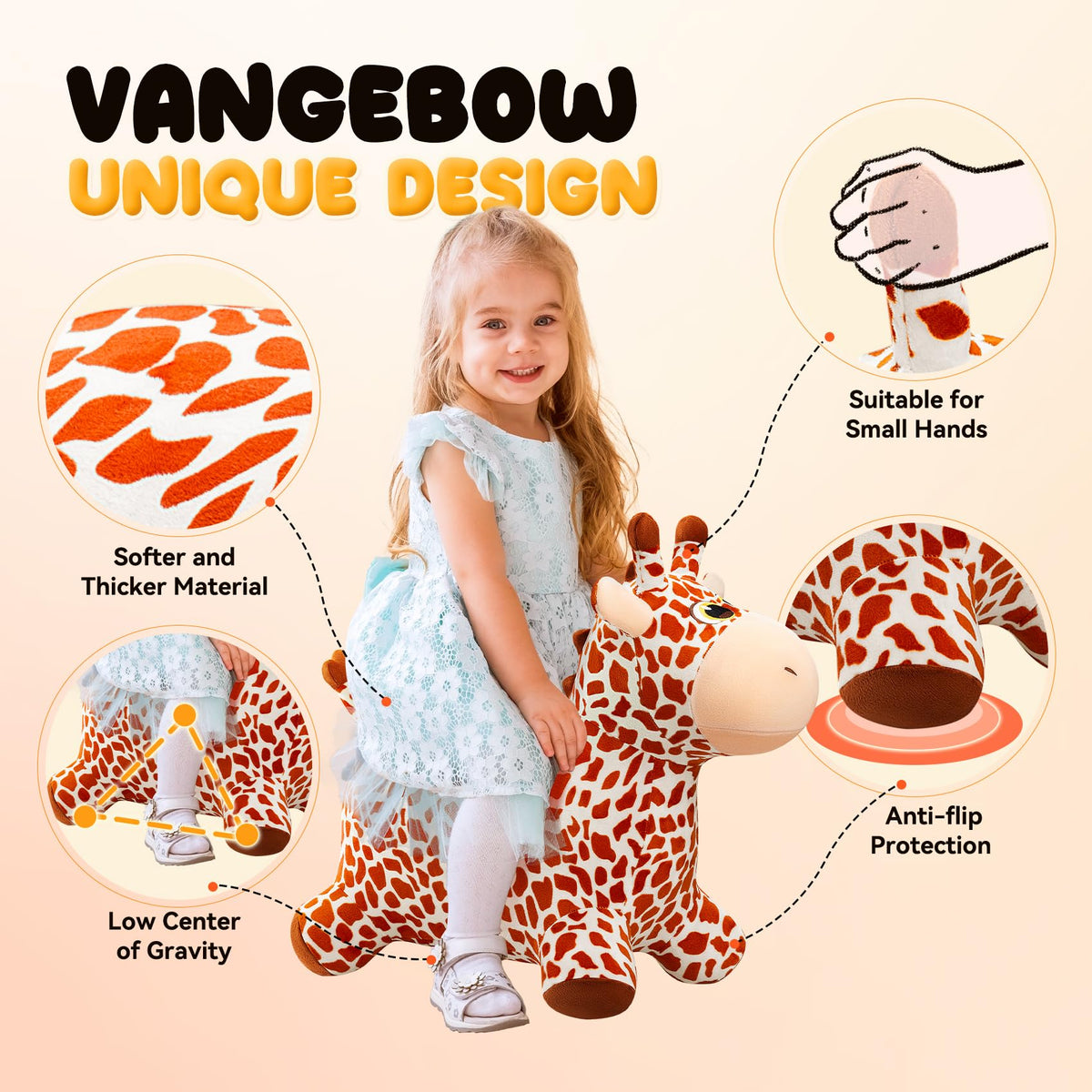 VangeBow giraffe hopper inflation valve ensures quick setup before play.