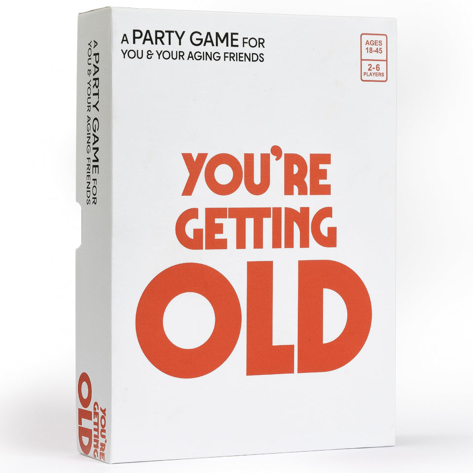 Vango You're Getting Old game box front showing vibrant branding for a fun party night
