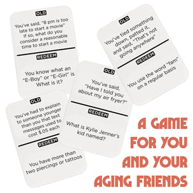 Vango You're Getting Old card prompt stack showcasing humorous prompts for players