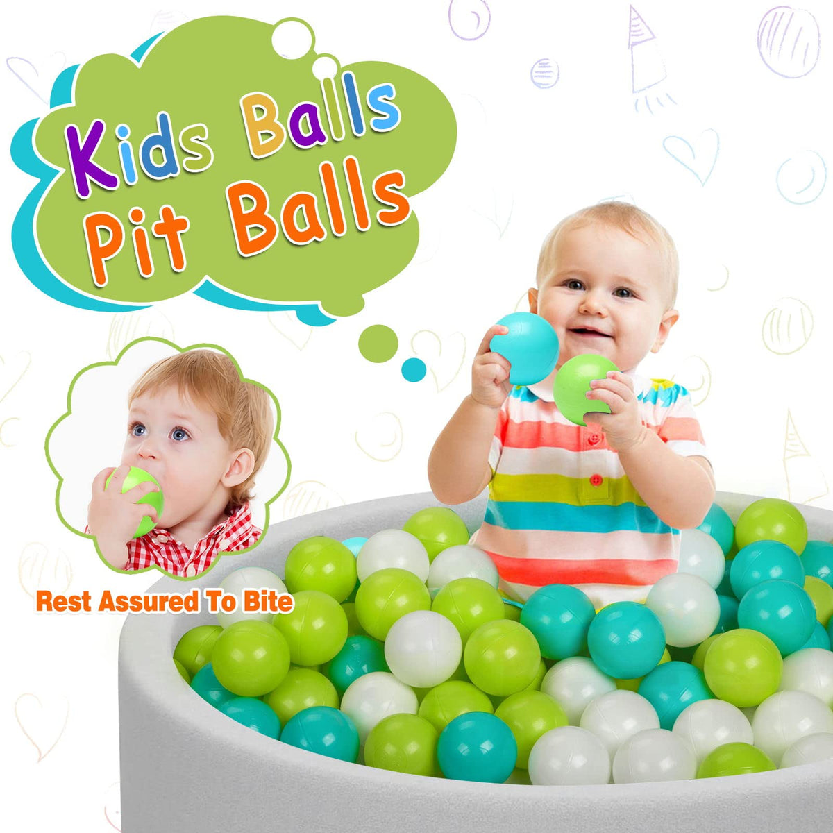 Vanland Ball Pit Balls used in a baby pool for water play and splashy fun.