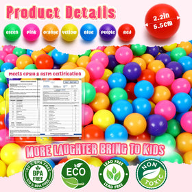 Vanland ball pit balls 2.2-inch diameter suited for small hands and safe play.