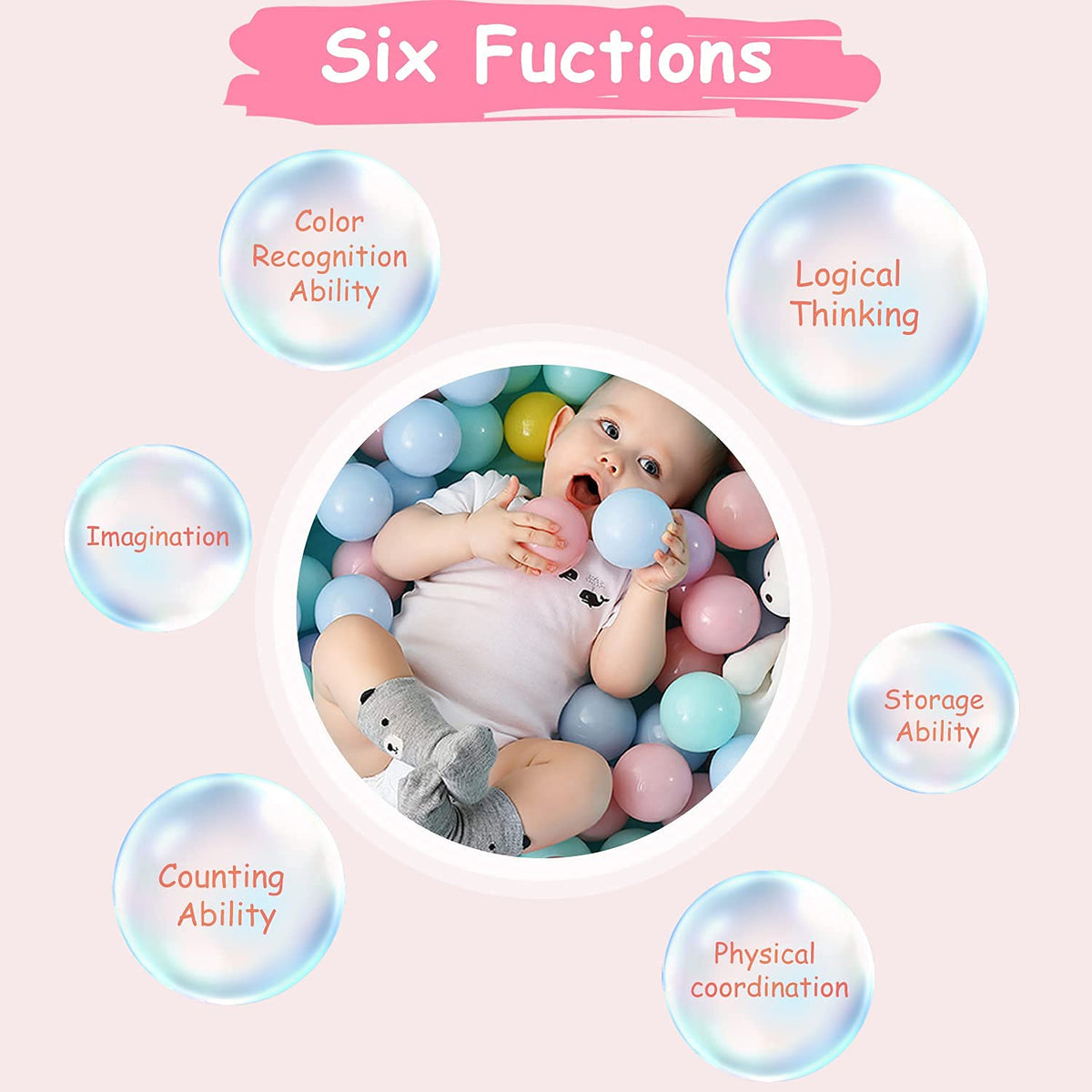 Vanland diameter 2.2 inches balls fit small hands for secure play.