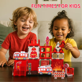 Vanlinny gift-ready fire truck tiles perfect for Christmas and birthdays.