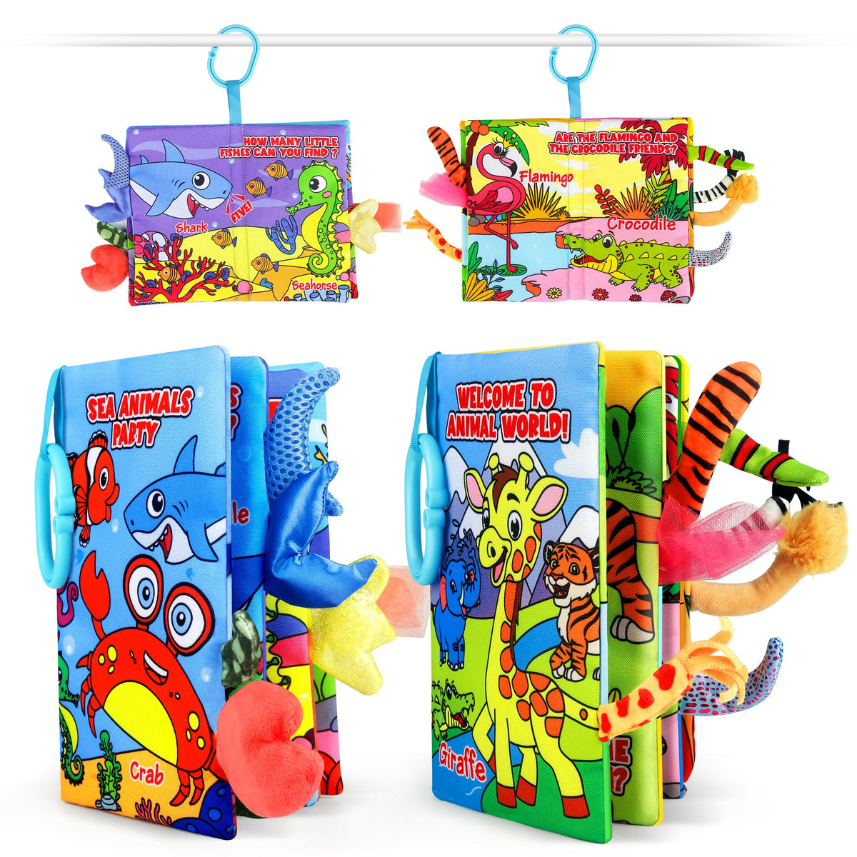 Vanmor 2-pack crinkle baby books front view highlights bold contrast for early vision.