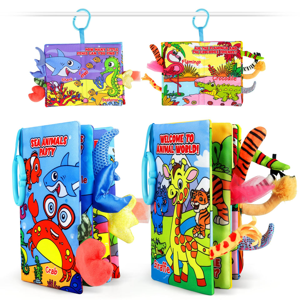 Vanmor 2-pack crinkle baby books front view highlights bold contrast for early vision.