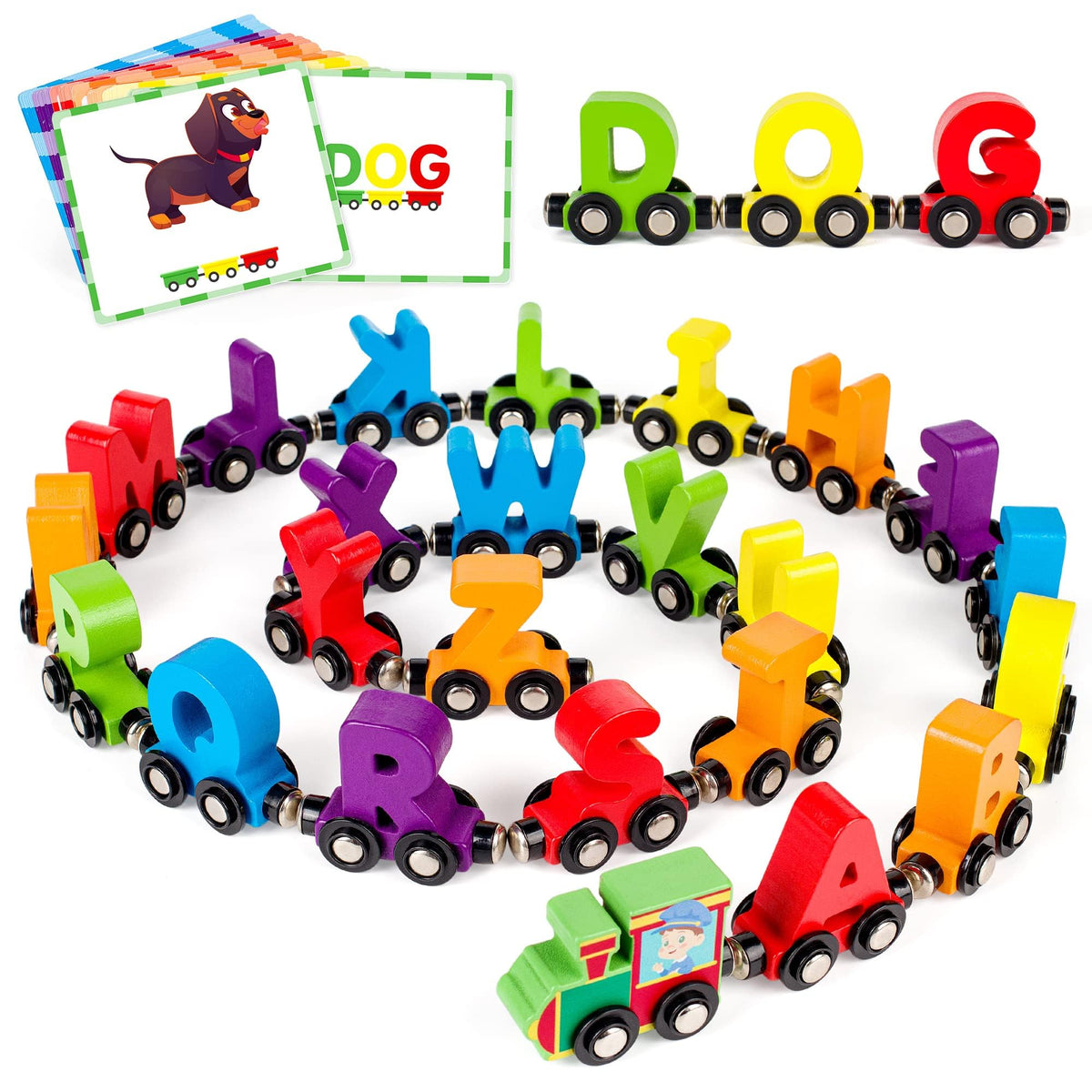 Vanmor alphabet train engine for durable early literacy play and pretend journeys