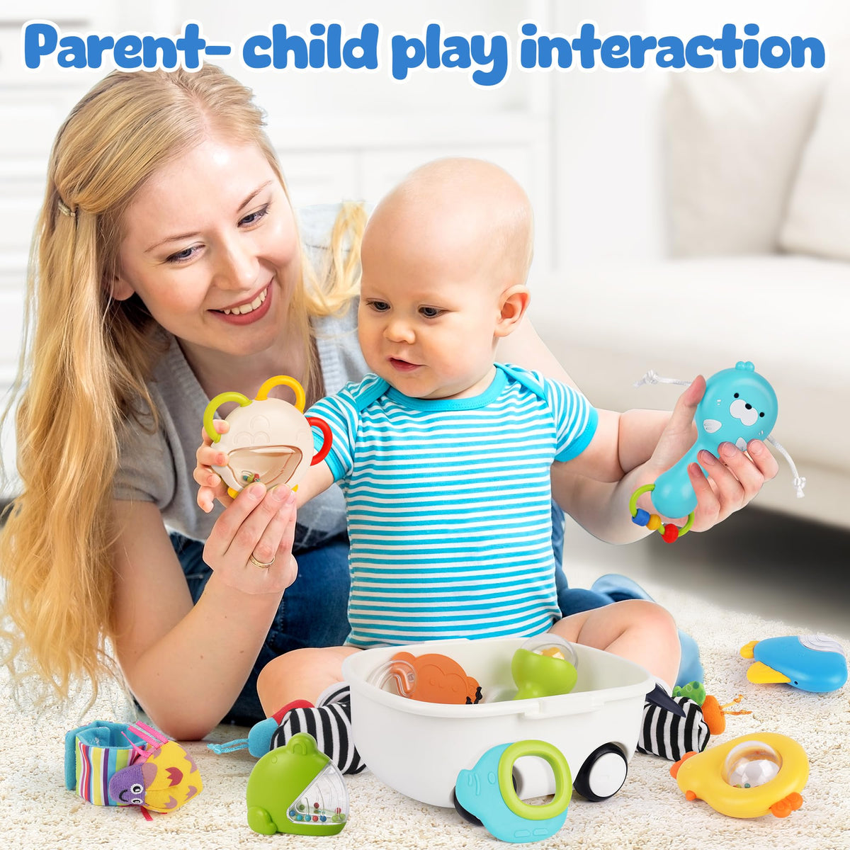 Vanmor fish hand rattle with bright colors for sensory exploration