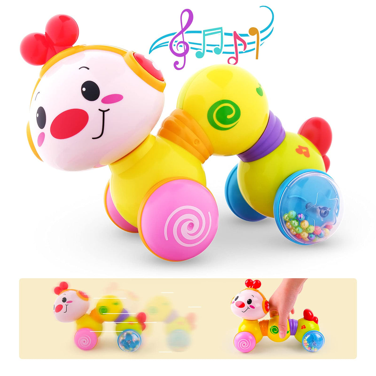 Vanmor inchworm press-and-go crawling toy, easy to grip for tiny hands