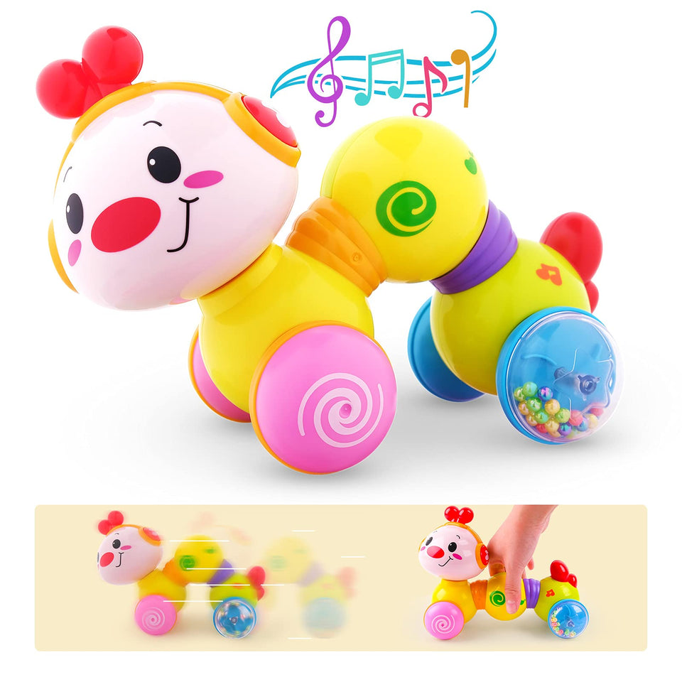 Vanmor inchworm press-and-go crawling toy, easy to grip for tiny hands