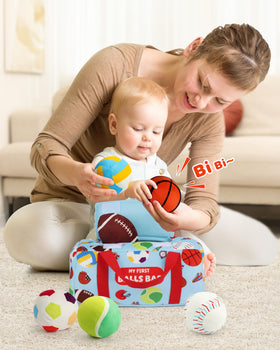 Each ball measures 2.75 inches for small-handed play.