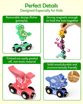 Vanmor wooden train pieces snap together smoothly for tactile play