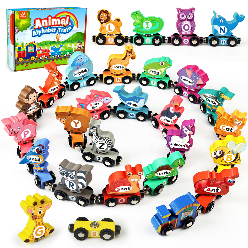 Vanmor wooden train locomotive for durable pretend play and exploration