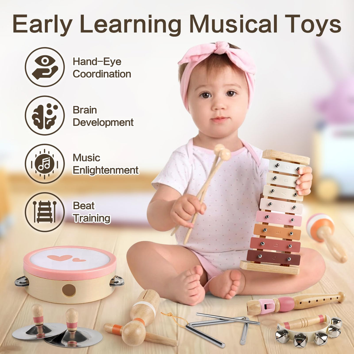 Vanplay 8-in-1 triangle instrument invites joyful percussion during playtime.