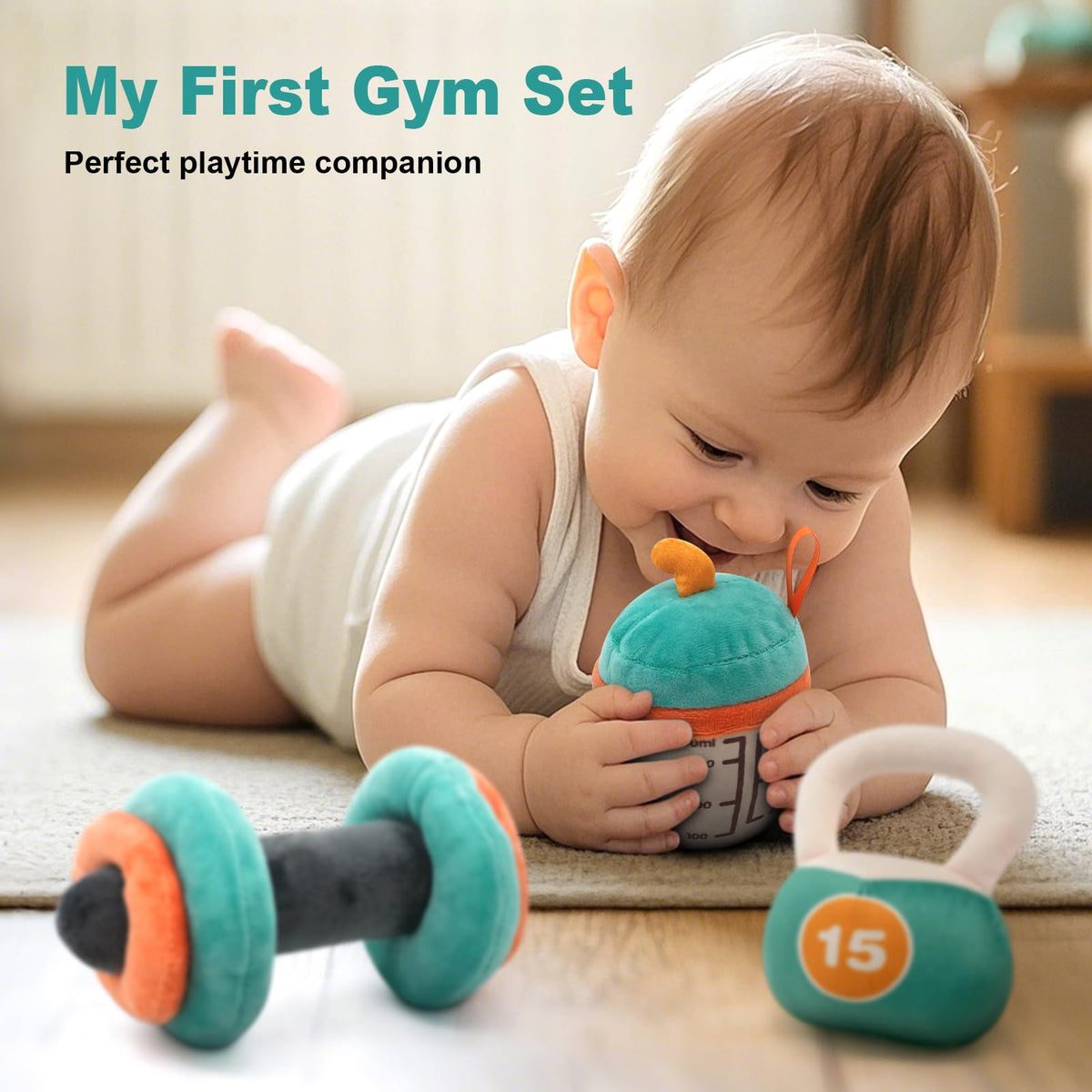 Vanplay kettlebell toy encouraging gentle movement and sensory exploration.