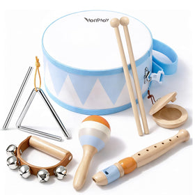 Vanplay drum set for toddlers encouraging hands-on rhythm exploration.