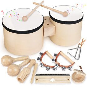 Vanplay Kids Drum Set front view with seven instruments for early exploration