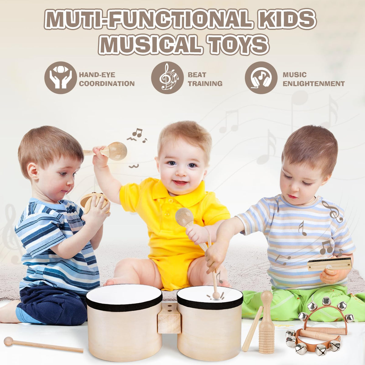 Vanplay Kids Drum Set open box reveal of all included tools
