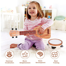 Vanplay Kids Guitar Set flute fosters listening skills and imaginative play.
