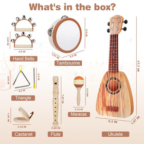 Vanplay Kids Guitar Set tambourine promotes beat sense and coordination through play.