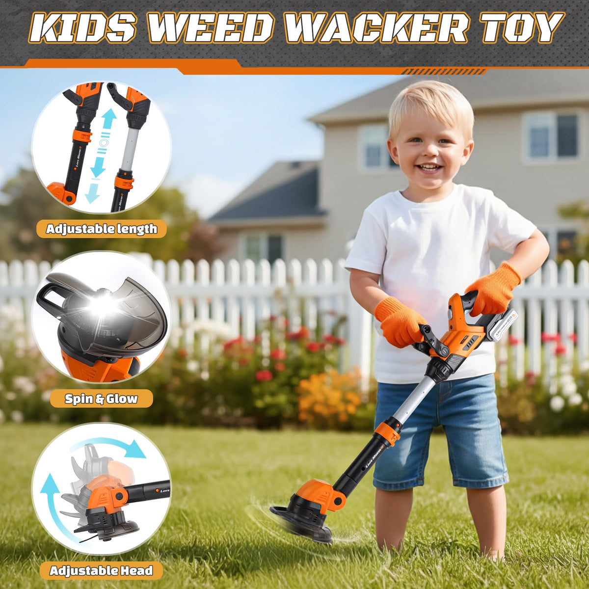 Vanplay-kids-leaf-blower-toy image highlights a working blower for dynamic outdoor play.