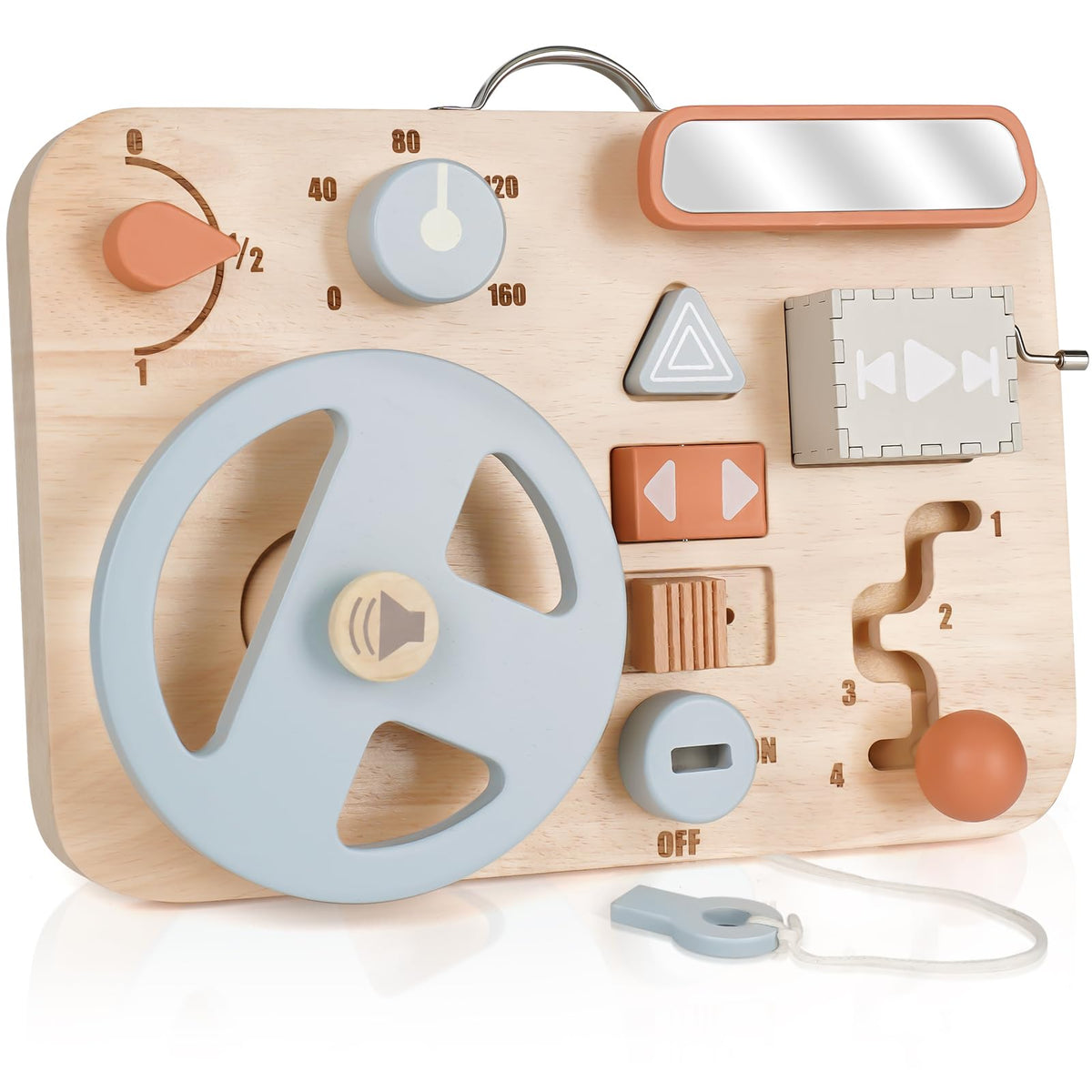 Vanplay Montessori Busy Board dashboard engages fine motor skills during play