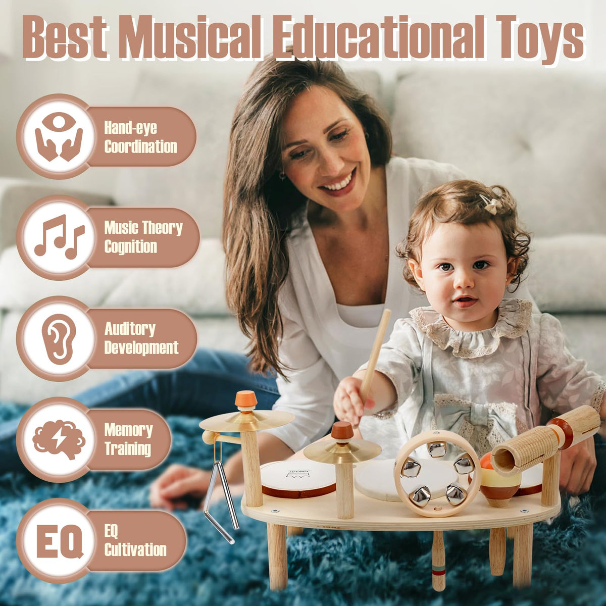 Vanplay removable instruments drumset shows easy reconfiguration for growing skills.