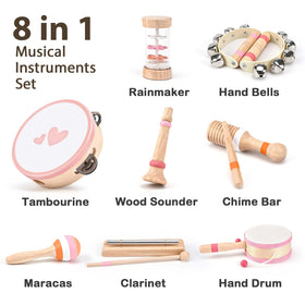 Vanplay tambourine with a smooth wood finish for safe family music time.