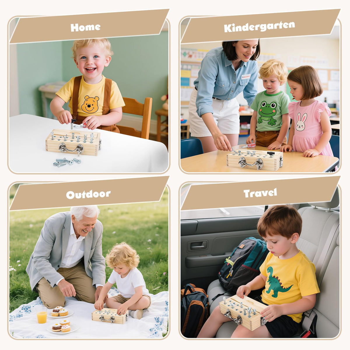 Vanplay travel-ready toy box makes clean, compact storage for trips.