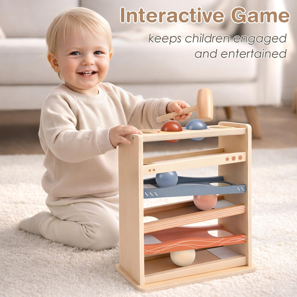 Vanplay wooden ball-track race promotes cause-and-effect learning through motion