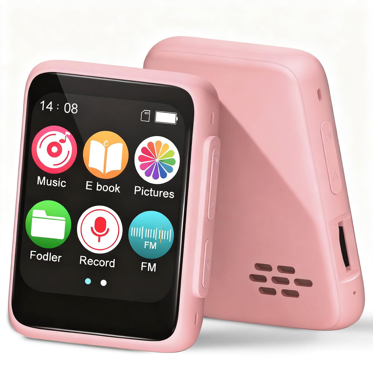 VANSING Kids Bluetooth MP3 Player pink compact design for travel.
