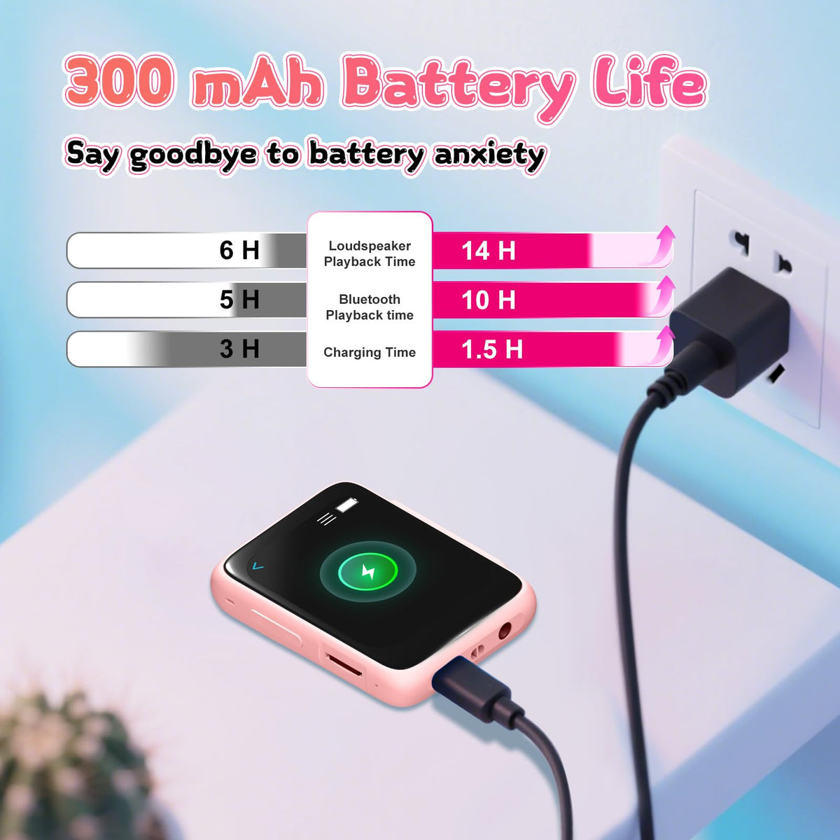 VANSING pink MP3 player inside a bag for travel convenience.